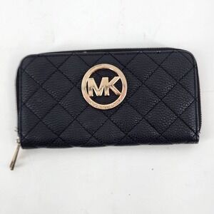 Michael Kors Wallet Black Quilted Zip Around Continental Wallet MK Women